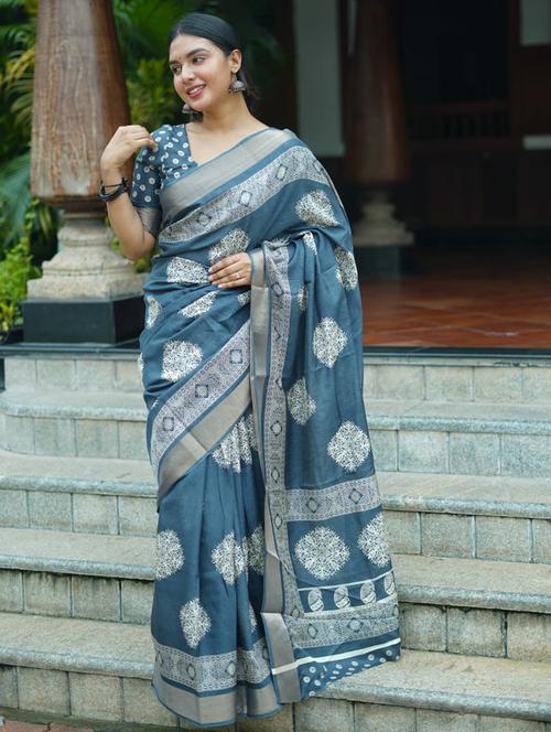 women block printed saree - 21538869 - Very Small Image - 1