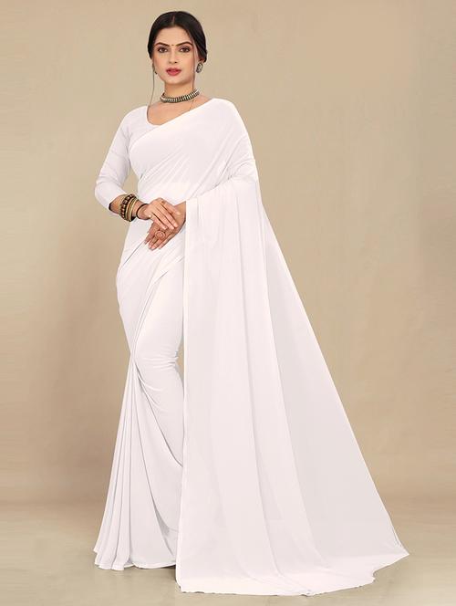 women off white plain saree  - 21538940 - Very Small Image - 1
