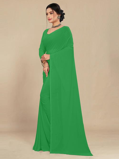 women green plain saree  - 21538957 - Very Small Image - 1