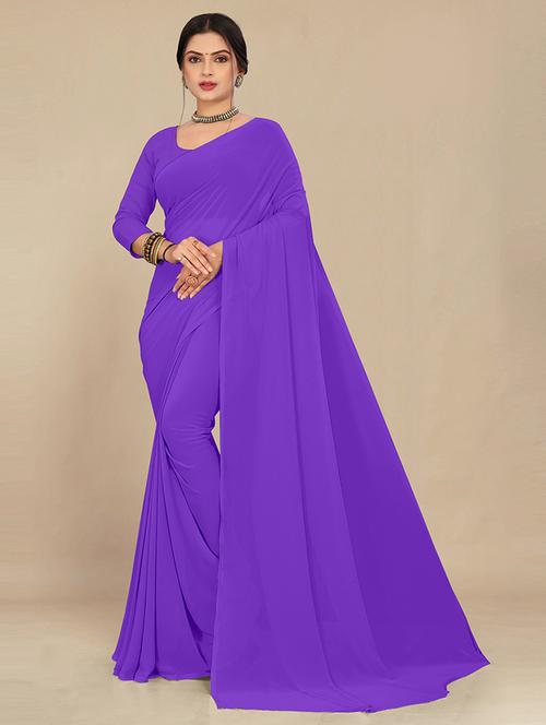 women lavender plain saree  - 21538960 - Very Small Image - 1