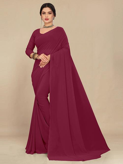 women magenta plain saree  - 21538981 - Very Small Image - 1
