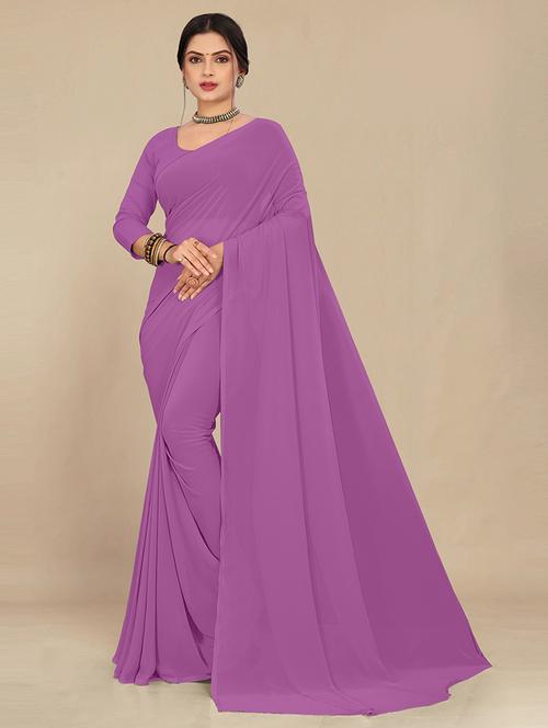 women lavender plain saree  - 21538992 - Very Small Image - 1
