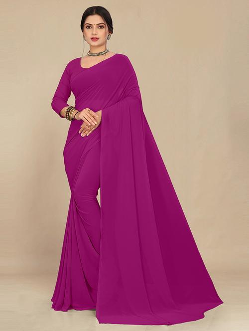women magenta plain saree  - 21538998 - Very Small Image - 1