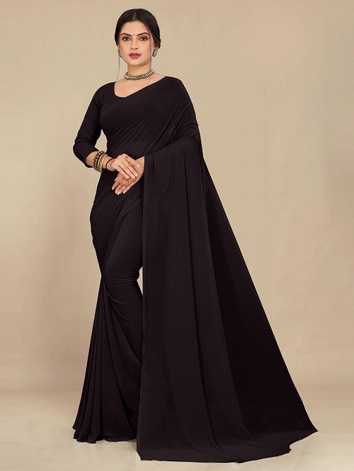 women black plain saree  - 21539001 - Very Small Image - 1