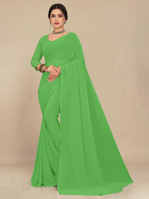 women green plain saree  - 21539004 - Very Small Image - 1