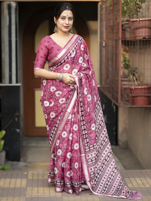 women floral printed saree  - 21539037 - Very Small Image - 1