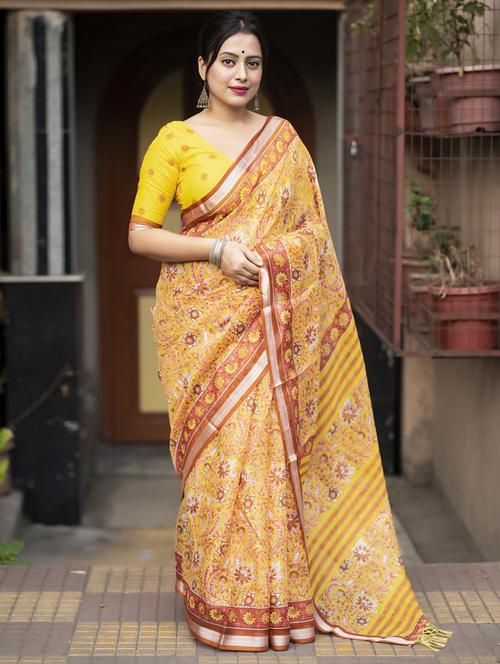 women floral kota doria saree - 21539038 - Very Small Image - 1