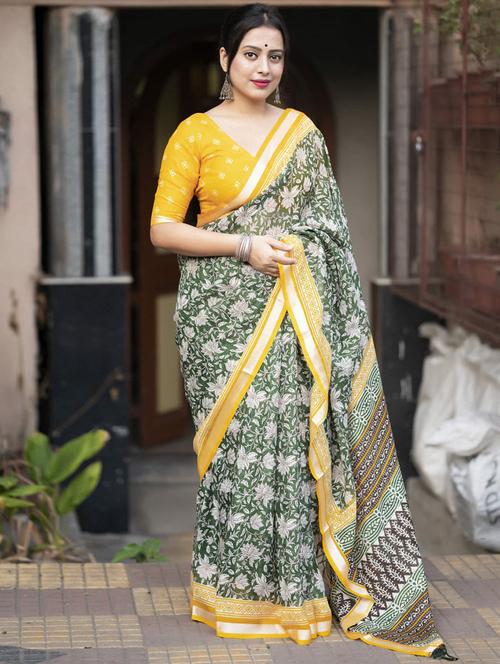 women floral kota doria saree - 21539041 - Very Small Image - 1