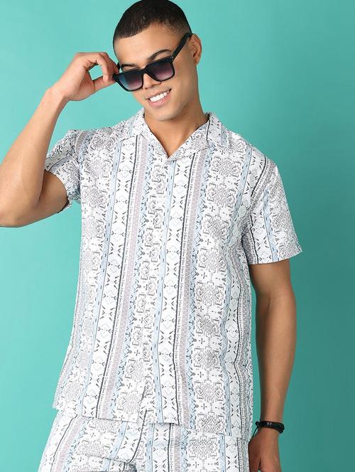 men printed short sleeve casual shirt - 21539469 - Very Small Image - 1