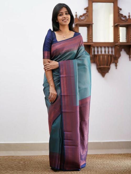 women self design zari work kanjivaram saree - 21541007 - Very Small Image - 1