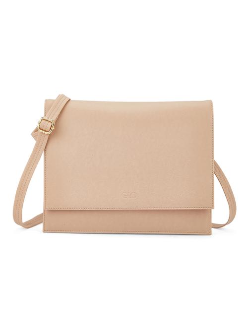 globus women light beige vegan leather solid sling bag with detachable strap - 21541618 - Very Small Image - 1