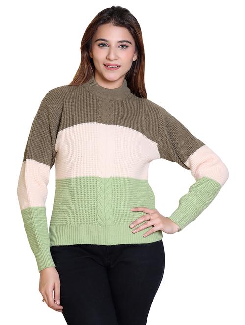 women color blocked long sleeve pullover - 21543025 - Very Small Image - 1