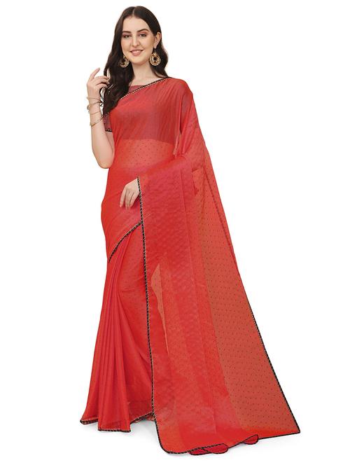 women red embroidered saree - 21544520 - Very Small Image - 1