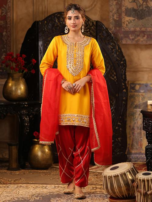 women gota patti kurta salwar with dupatta suit set - 21544549 - Very Small Image - 1