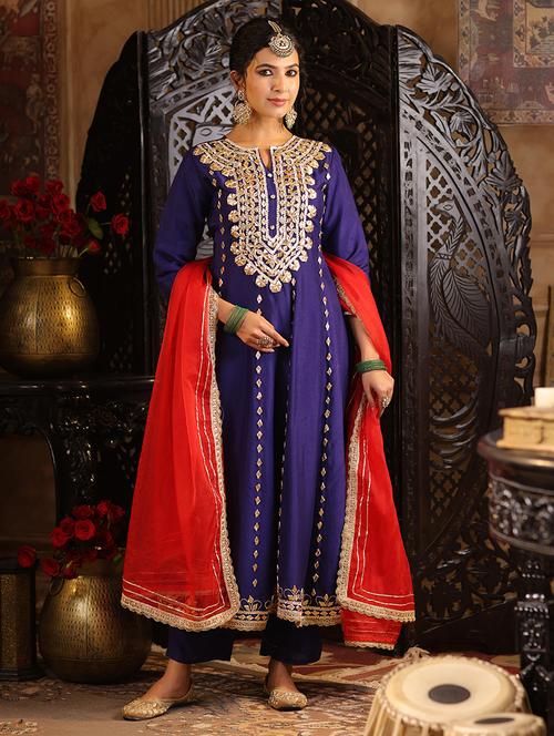 women gota patti kurta pant with dupatta suit set - 21544558 - Very Small Image - 1