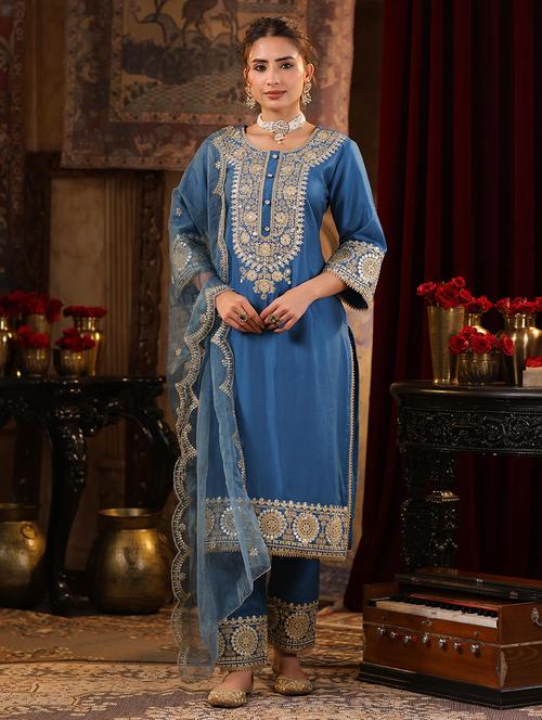 women embroidered kurta pant with dupatta suit set - 21544575 - Very Small Image - 1