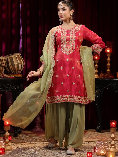 women embroidered kurta sharara with dupatta suit set - 21544635 - Very Small Image - 1