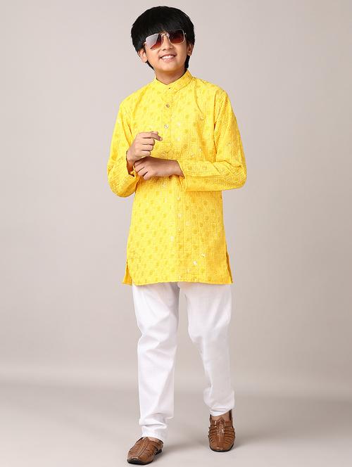 boys long sleeve ethnic wear kurta set - 21545114 - Very Small Image - 1