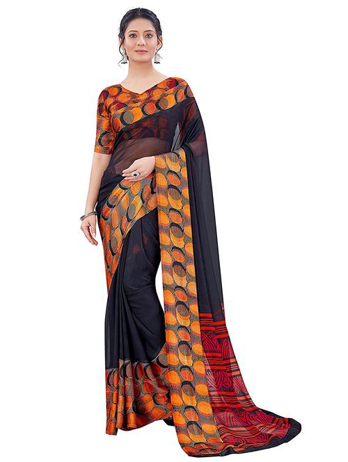 women printed casual wear georgette saree  with blouse - 21546229 - Very Small Image - 1