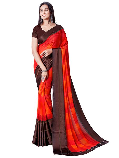 women printed casual wear georgette saree  with blouse - 21546271 - Very Small Image - 1