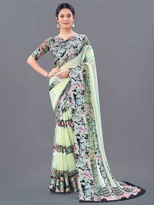 women printed casual wear georgette saree  with blouse - 21546275 - Very Small Image - 1