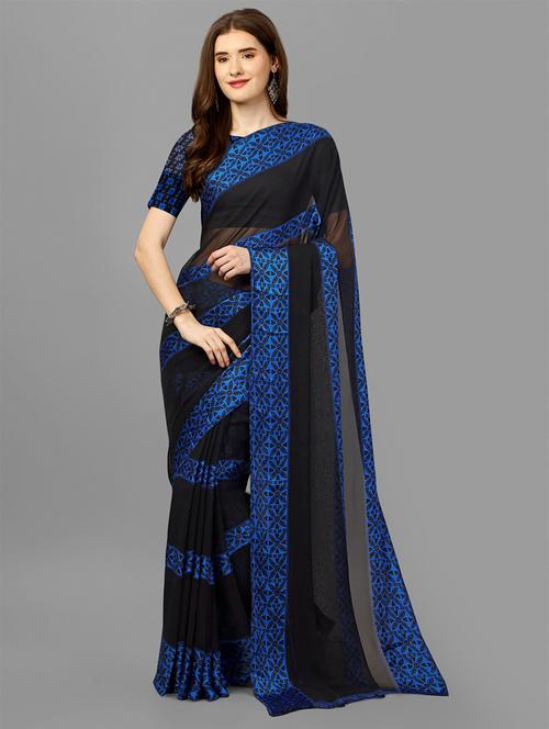 women printed casual wear georgette saree  with blouse - 21546284 - Very Small Image - 1