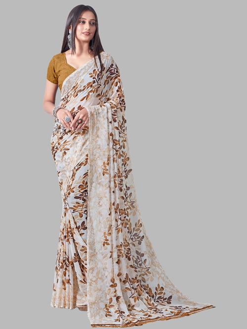 women printed casual wear georgette saree  with blouse - 21546313 - Very Small Image - 1