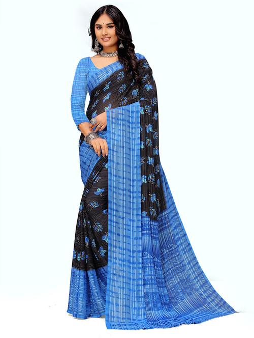 women printed casual wear georgette saree  with blouse - 21546320 - Very Small Image - 1