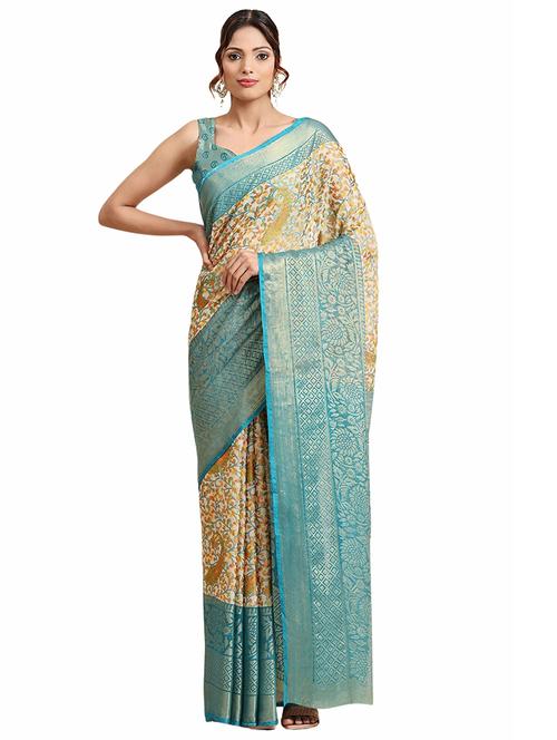 women self design contrast border saree  with blouse - 21546378 - Very Small Image - 1