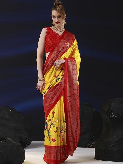 women self design contrast border saree  with blouse - 21546417 - Very Small Image - 1