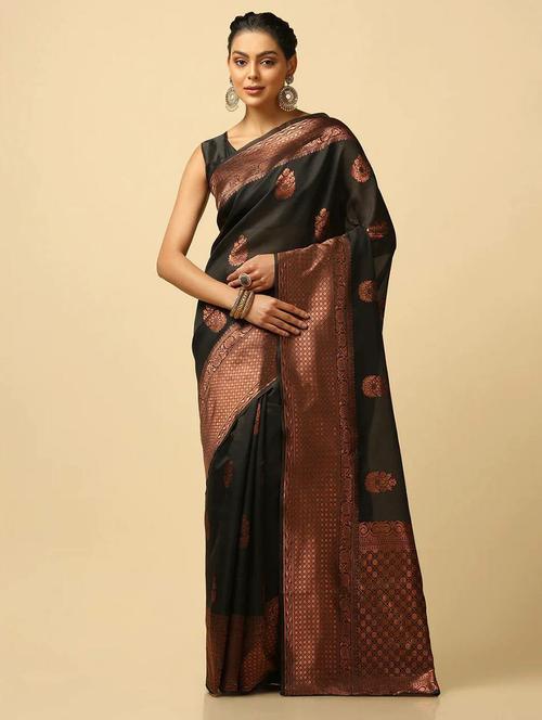 women self design zari work saree  with blouse - 21546531 - Very Small Image - 1
