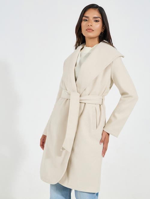 women beige solid trench coat - 21546978 - Very Small Image - 1