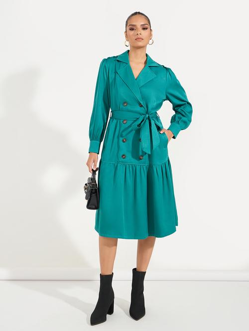 women teal solid tiered dress - 21547007 - Very Small Image - 1