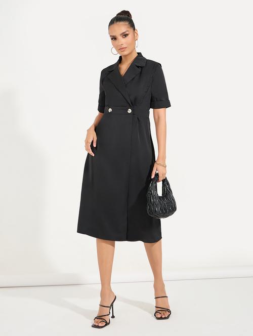 women black solid a-line dress - 21547008 - Very Small Image - 1