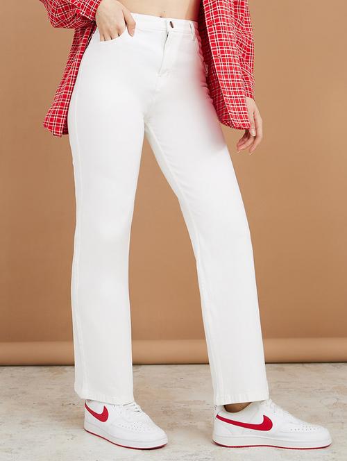 women white plain straight fit jean - 21547034 - Very Small Image - 1