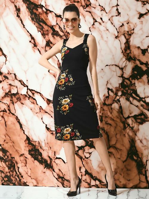 women black floral printed bodycon dress - 21547107 - Very Small Image - 1