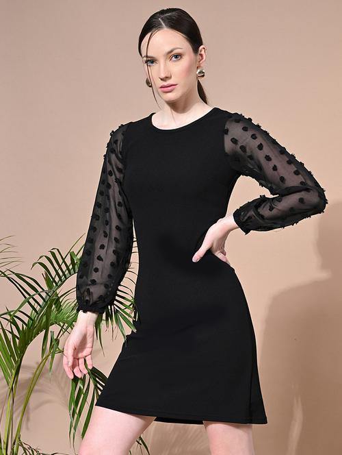 women black solid a-line dress - 21547128 - Very Small Image - 1