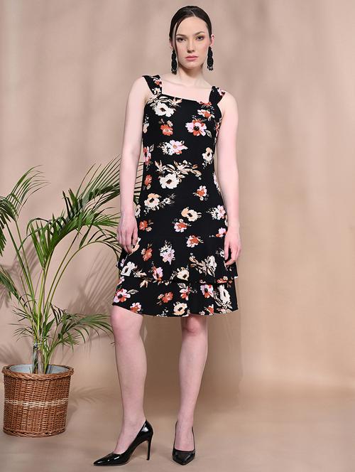 women black floral printed fit & flare dress - 21547140 - Very Small Image - 1