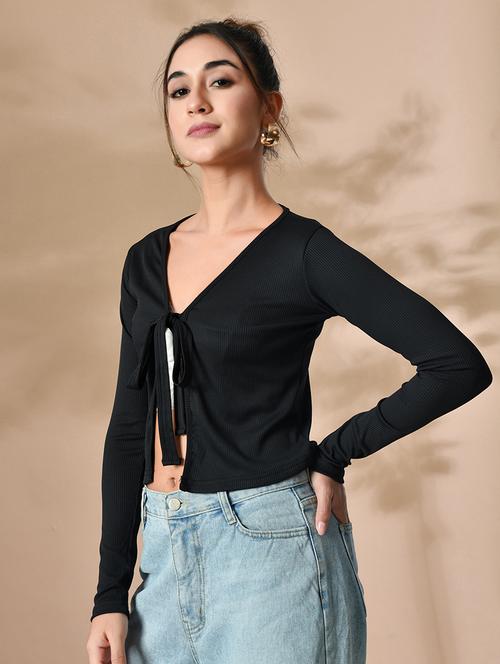 women black solid crop top - 21547340 - Very Small Image - 1