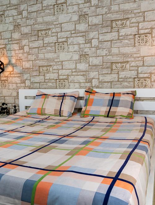 Veahome Printed Double Bedsheet With 2 Pillow Cover - 21547469 - Very Small Image - 1