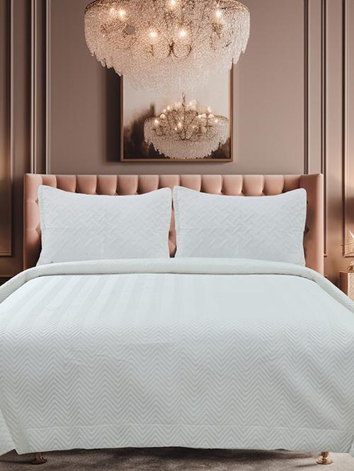 veahome cotton solid king size bedcover - off white - 21547480 - Very Small Image - 1