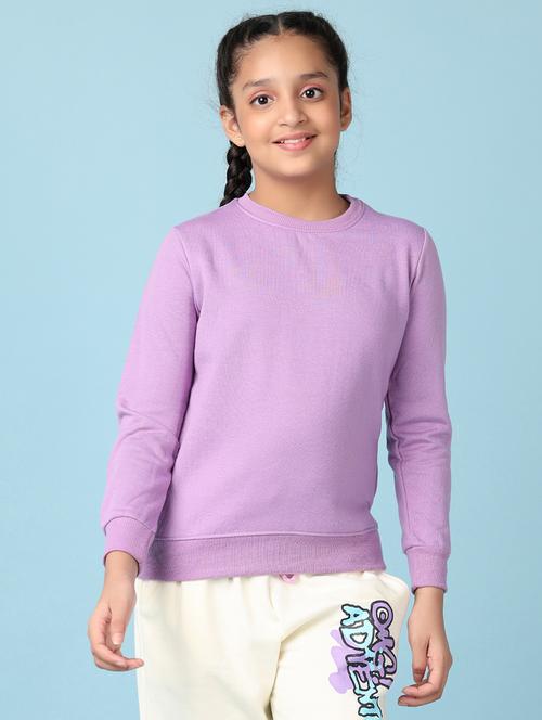 girls lavender solid long sleeve sweatshirt - 21547600 - Very Small Image - 1