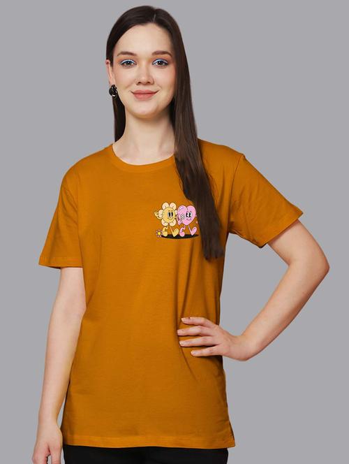 women front & back print round neck t-shirt - 21548937 - Very Small Image - 1