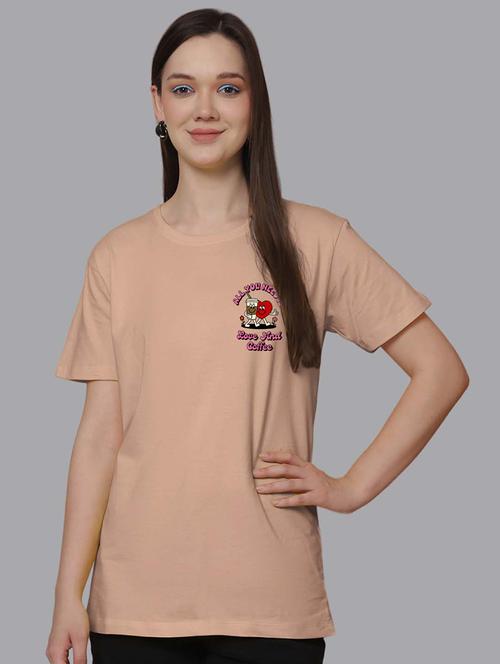 women front & back print round neck t-shirt - 21548941 - Very Small Image - 1