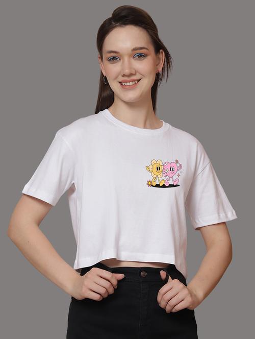 women front & back print round neck t-shirt - 21548942 - Very Small Image - 1