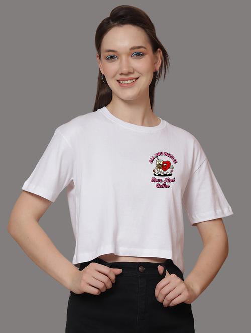 women front & back print round neck t-shirt - 21548944 - Very Small Image - 1