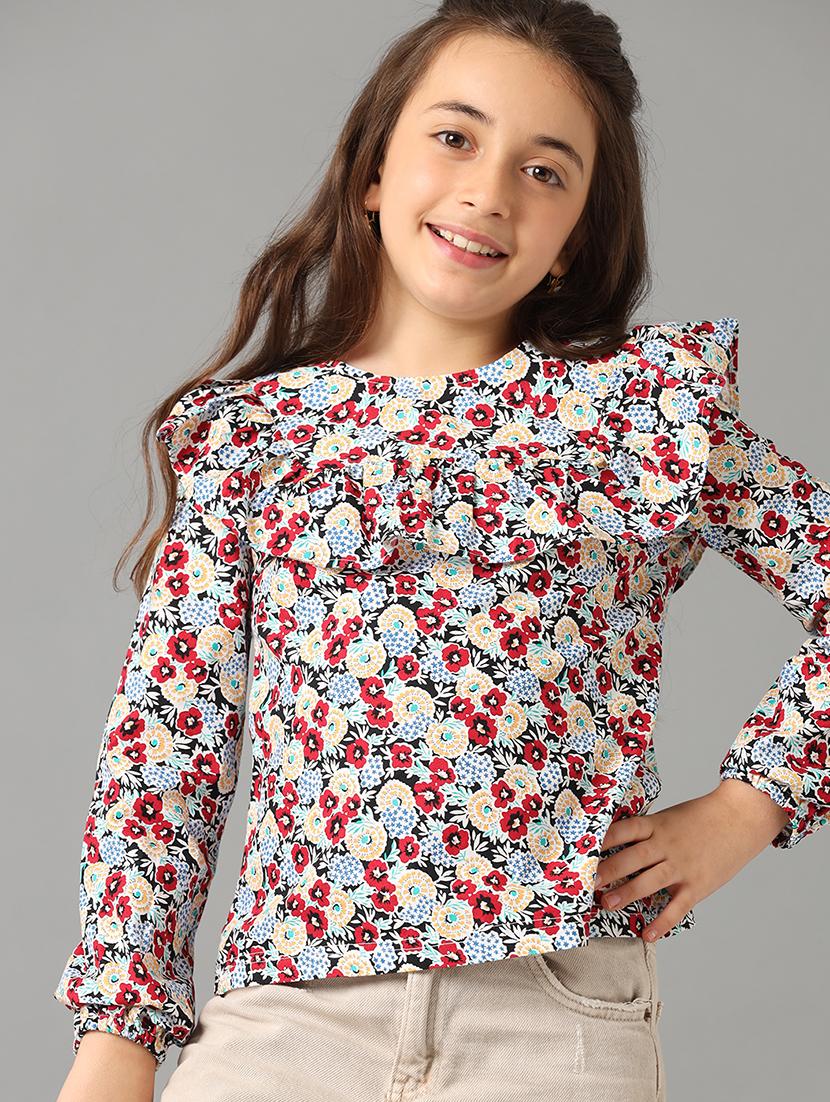 girls round neck floral printed top - 21549530 - Zoom Image - 3