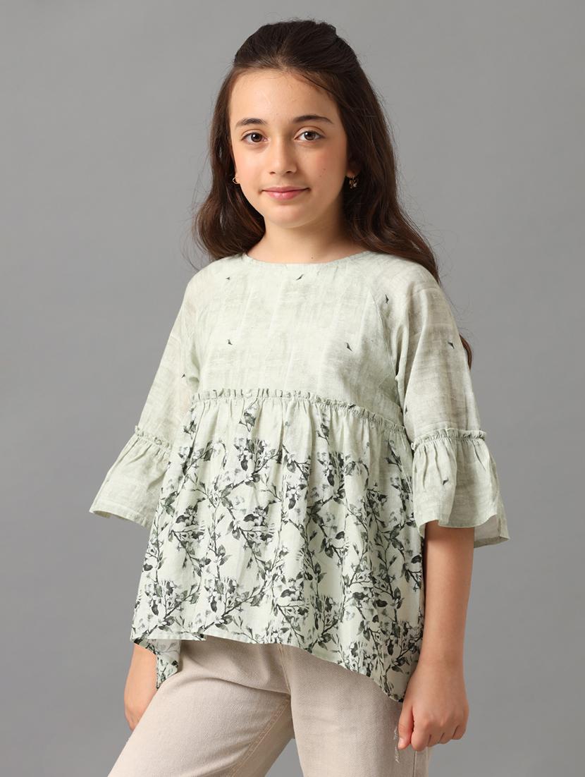 girls round neck floral printed regular top - 21549532 - Zoom Image - 2