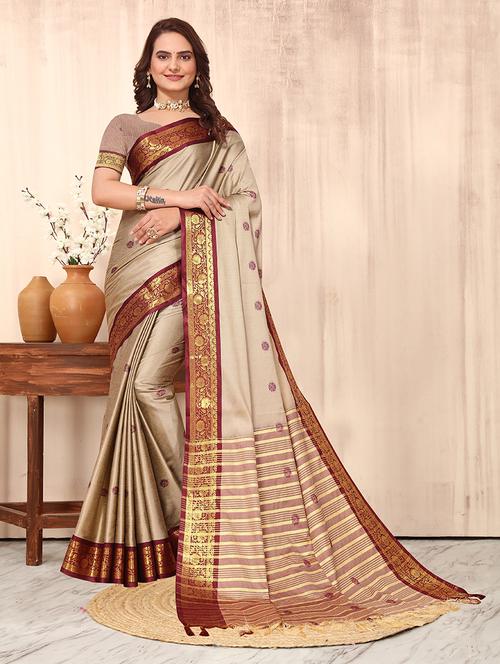 women self design kanjivaram saree - 21549603 - Very Small Image - 1
