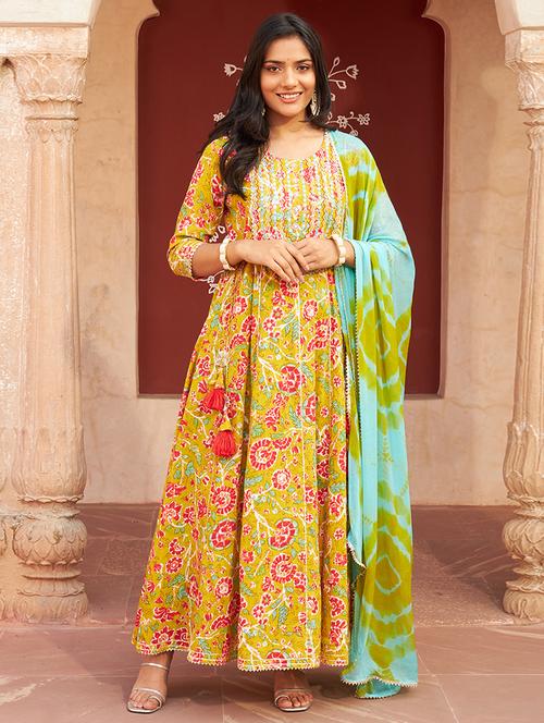 women floral kurta duapatta set - 21549868 - Very Small Image - 1